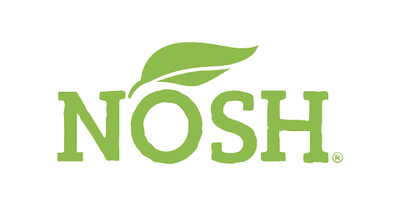 Nosh logo with green type and green leaf