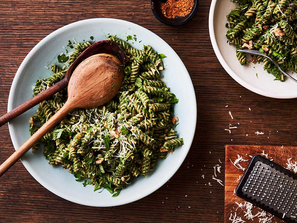 Spinach Walnut Pesto Fusilli