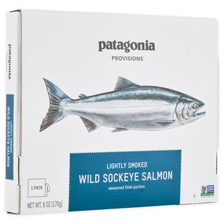 Box of Patagonia Provisions Wild Sockeye Salmon Original Flavory, three quarter view