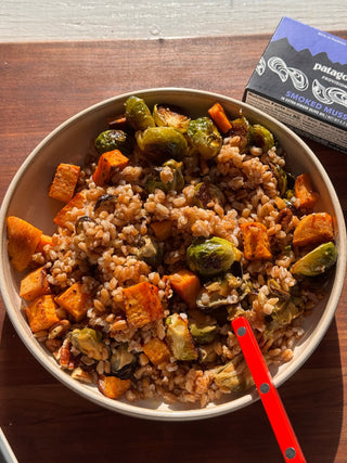 Mussels and Brussels Grain Bowl
