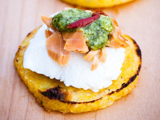 Polenta with Ricotta and Pesto Salmon