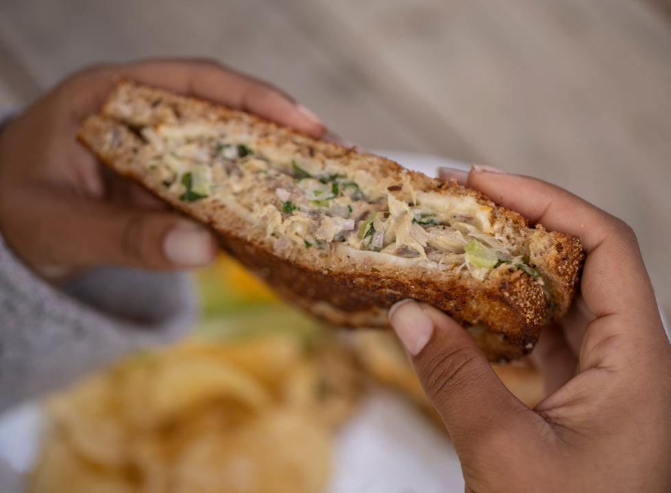 Mackerel Sandwich cut in half