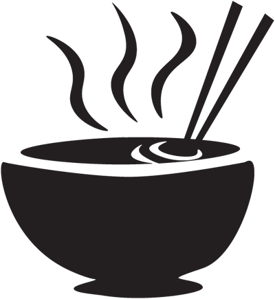 Icon of a bowl with chopsticks and steam rising out of it