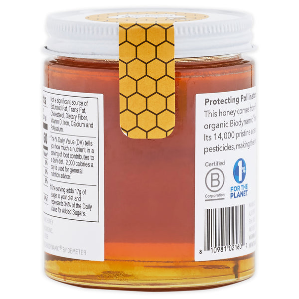 Back of Patagonia Provisions Organic Moloka'i Honey jar