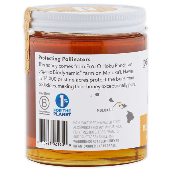 Side of Patagonia Provisions Organic Moloka'i Honey jar