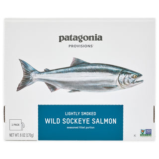 Box of Patagonia Provisions Wild Sockeye Salmon Original flavor, front
